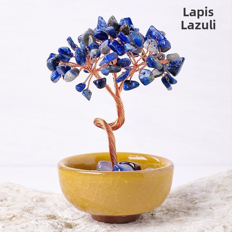 Кристално дърво за късмет с основа – стъклена купа за съкровища, модерен минималистичен стил