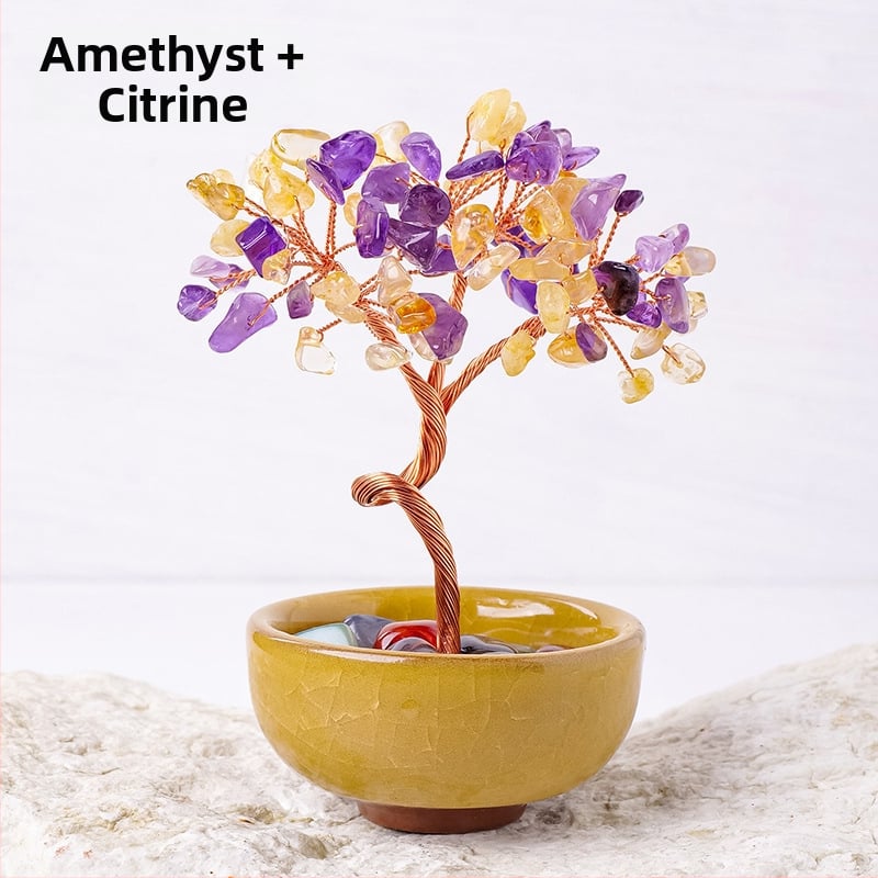 Кристално дърво за късмет с основа – стъклена купа за съкровища, модерен минималистичен стил