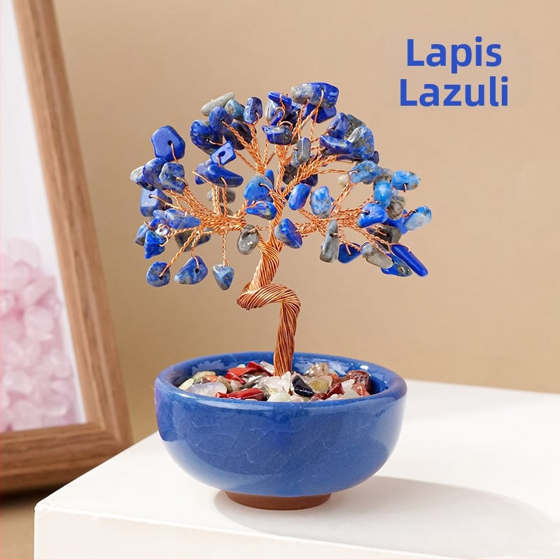 Кристално дърво за късмет с основа – стъклена купа за съкровища, модерен минималистичен стил