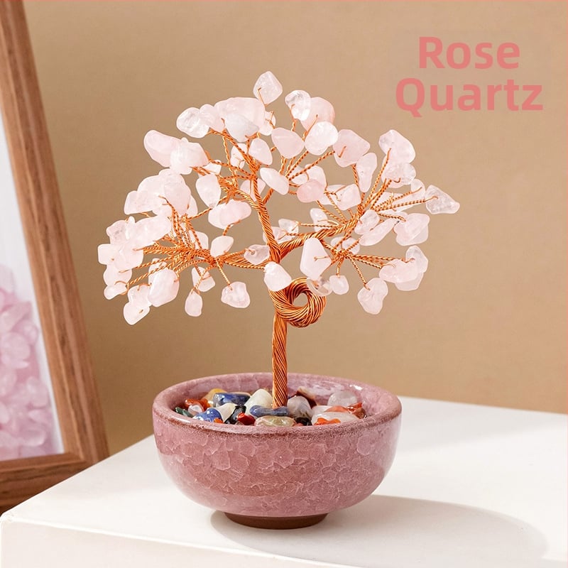 Кристално дърво за късмет с основа – стъклена купа за съкровища, модерен минималистичен стил