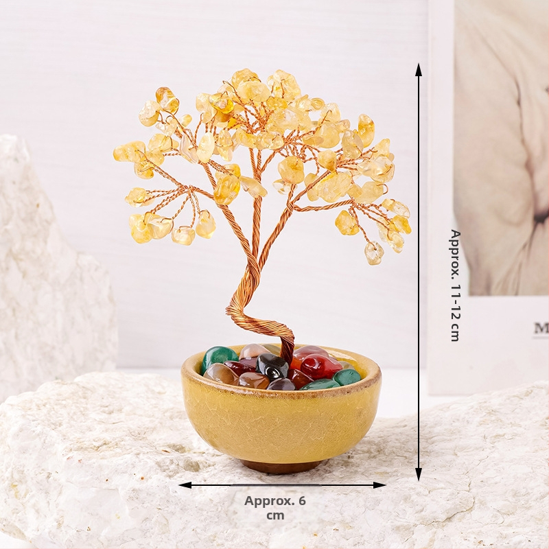 Кристално дърво за късмет с основа – стъклена купа за съкровища, модерен минималистичен стил