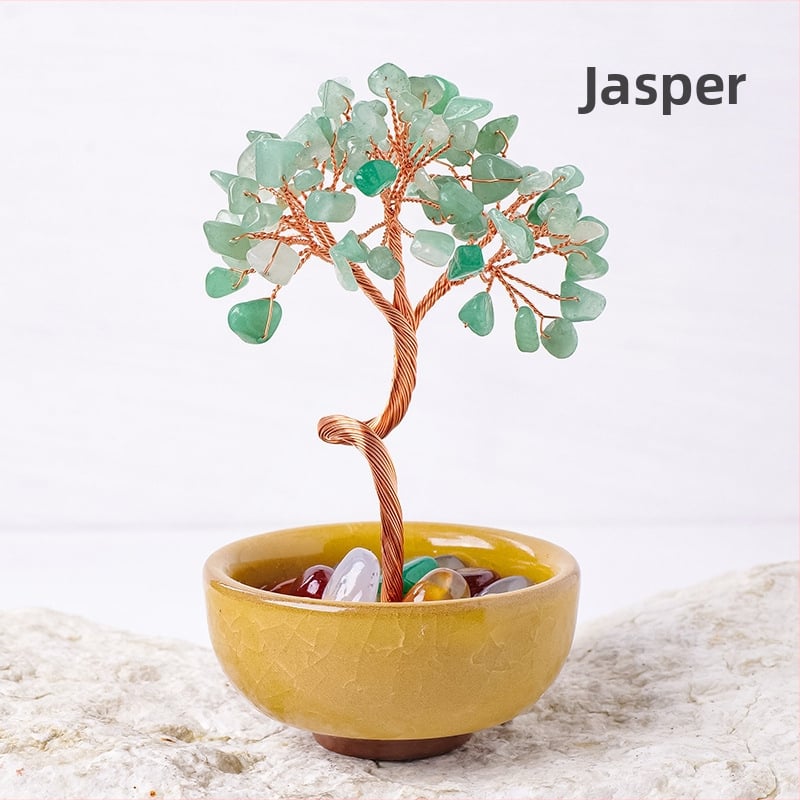 Кристално дърво за късмет с основа – стъклена купа за съкровища, модерен минималистичен стил