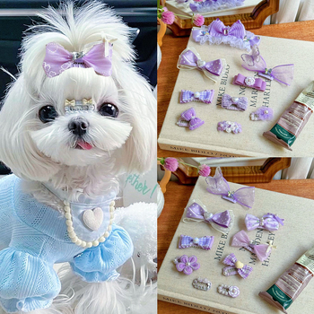 Κλιπ μαλλιών για κατοικίδια, βελούδινο υλικό, χειροποίητο, κλιπ με στριφογύρισμα, στυλ καρτούν