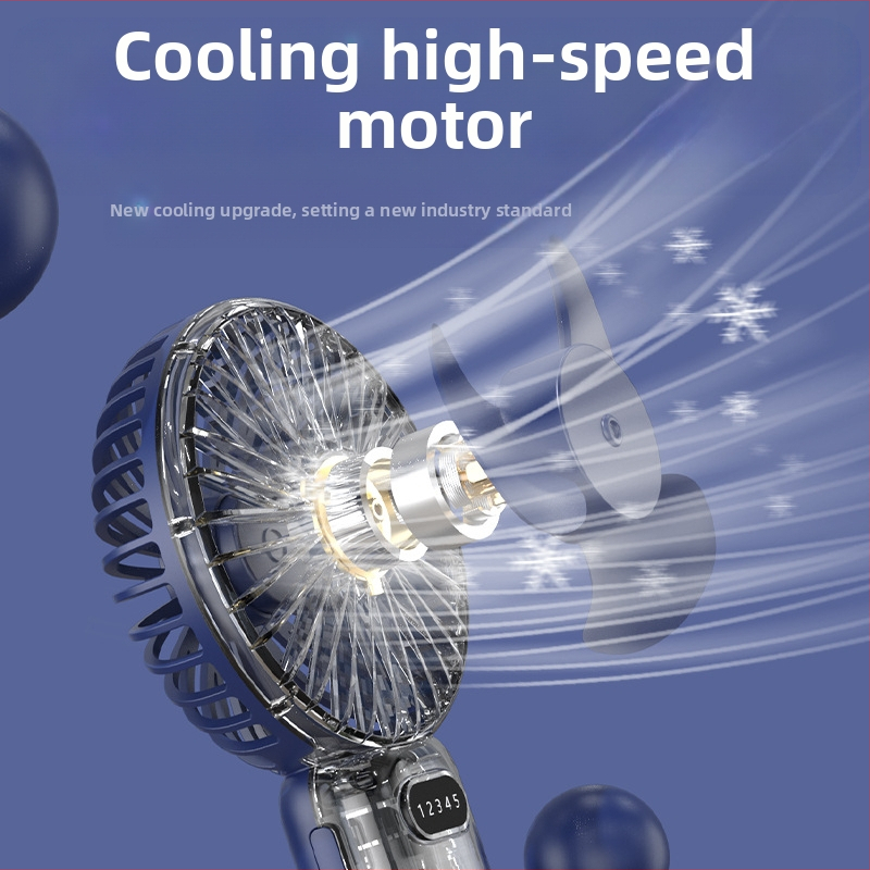2-v-1 USB stolný ventilátor s držiakom na telefón, kompaktný mini ventilátor s 1000–1200mAh batériou, 5 lopatiek, prevádzková doba 6–8 hodín