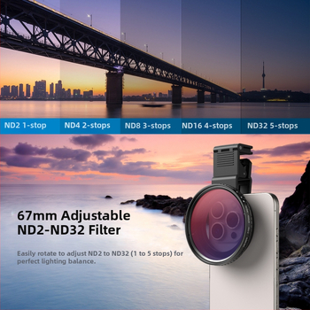 APEXEL филтър за мобилен телефон с регулируем ND и CPL – ND2-32/2-400, поляризация, APL филтър