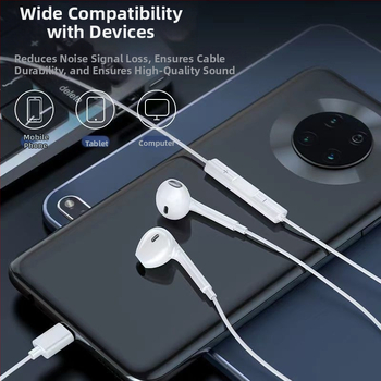 In-ear жични слушалки с Type-C интерфейс, подвижна котушка, чувствителност 120 dB, съвместими с iOS