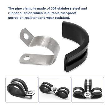 Spona za crijevo od 304 nehrđajućeg čelika s gumom, set od 136 kom., vijčano držalo cijevi s amortizacijskim prstenom