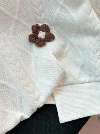 Sieviešu florālā printa brīvi piegriezts džemperis ar apaļu kaklu, garām piedurknēm, poliesters, regulāra garuma, elegantā ikdienas stilā, 2025. gada rudens