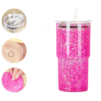 Αθλητικό ποτήρι από PC με διπλό τοίχωμα και καλαμάκι, επαναχρησιμοποιούμενο, εκτύπωση λογοτύπου, διαθεσιμότητα εξατομίκευσης