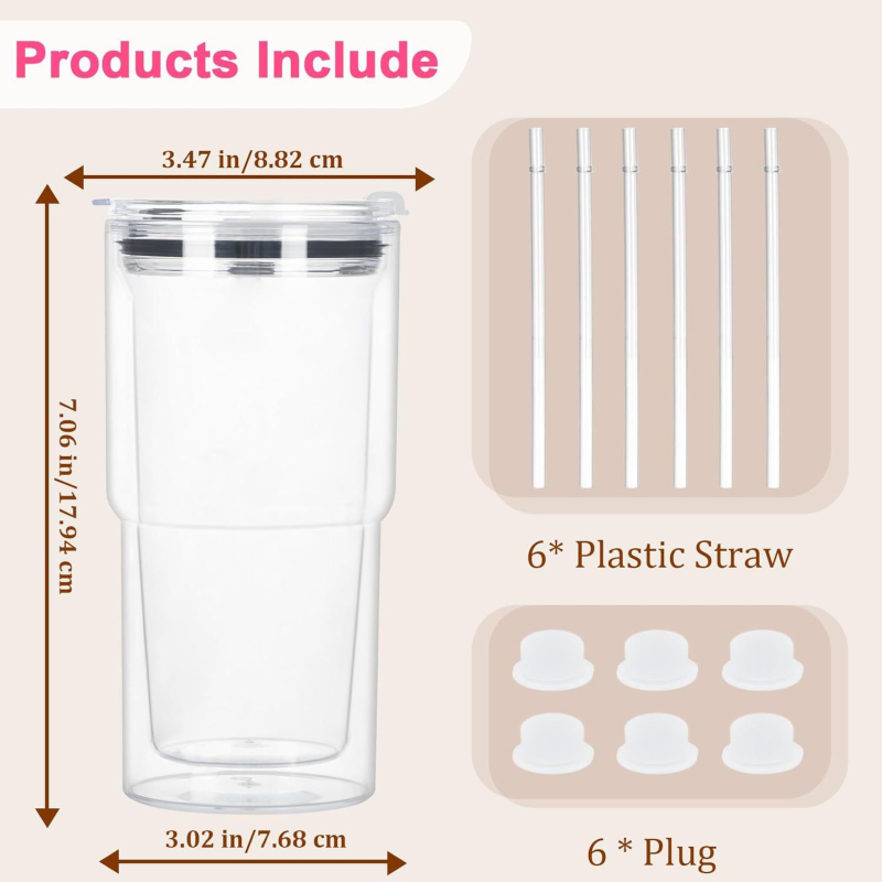 Sportska čaša od PC-a s dvostrukim slojem i slamkom, ponovno upotrebljiva, otisak logotipa, mogućnost prilagodbe
