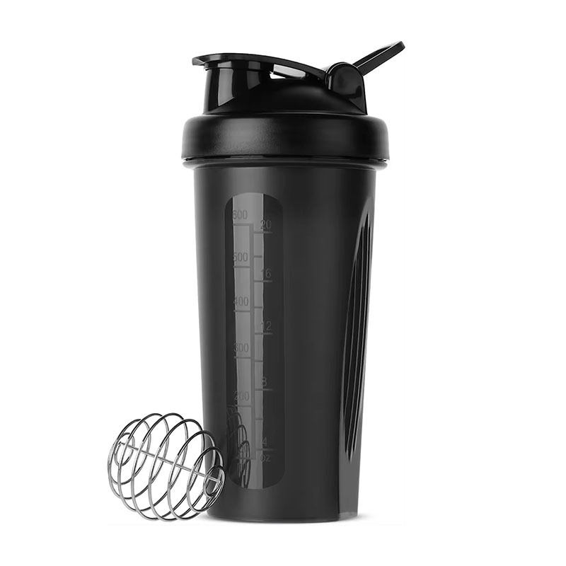 Šejker šalica za proteinski prah, plastična cilindrična posuda, PP materijal, otporna na toplinu, jednodijelna konstrukcija, težina 115 g