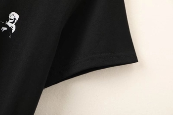 T-shirt BM στυλ αμερικανική μπάντα κιθάρας, γυναικείο με κοντά μανίκια, βαμβακερό ύφασμα, εκτύπωση, εφαρμοστό τοπ