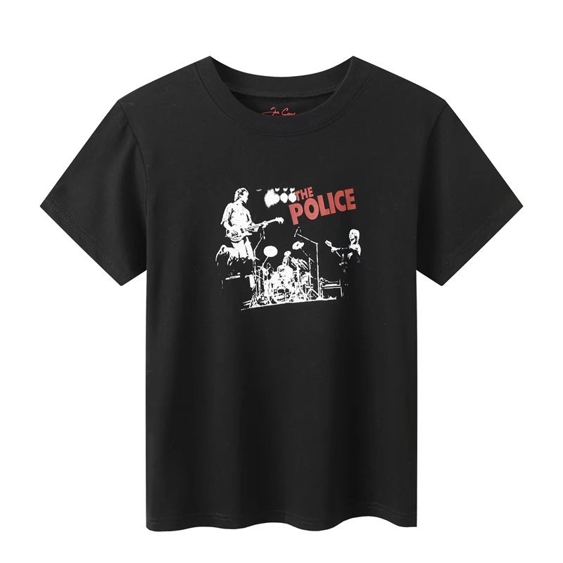 T-krekls BM stila Amerikas gitāras grupas ar īsiem piedurknēm, kokvilna, apdruka, pieguļošs tops sievietēm