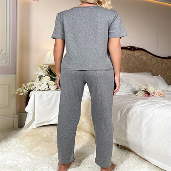 Σετ οικιακής χρήσης από Milk Silk, με στρογγυλό λαιμό, 3/4 μανίκια και παντελόνια; αναπνεύσιμο, άνετο, για όλες τις εποχές; κύριο ύφασμα: πολυεστέρας 95–100%