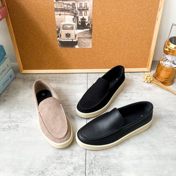 X321 Férfiaknak szabadidős slip-on loaferek, felső része Microfiber bőrből, gumírozott talp, kerek orrú, alacsony sarok 1–3 cm, vulkanizált talp