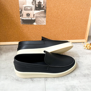 X321 Férfiaknak szabadidős slip-on loaferek, felső része Microfiber bőrből, gumírozott talp, kerek orrú, alacsony sarok 1–3 cm, vulkanizált talp