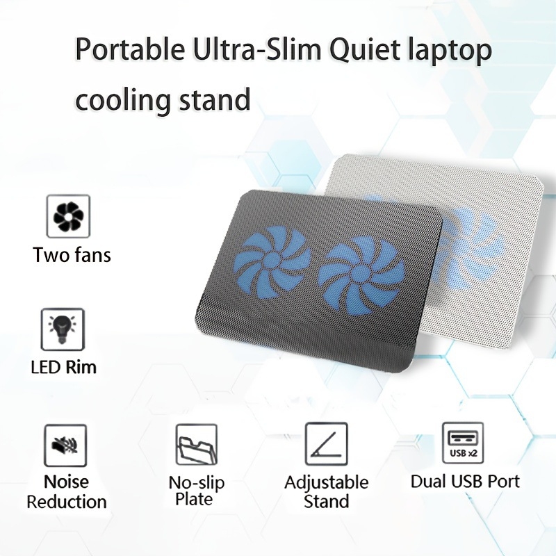 Portatīvā dzesētājs ar 2 ventilatoriem, gaisa dzesēšana, 0,6 m kabelis, metāla režģis + ABS