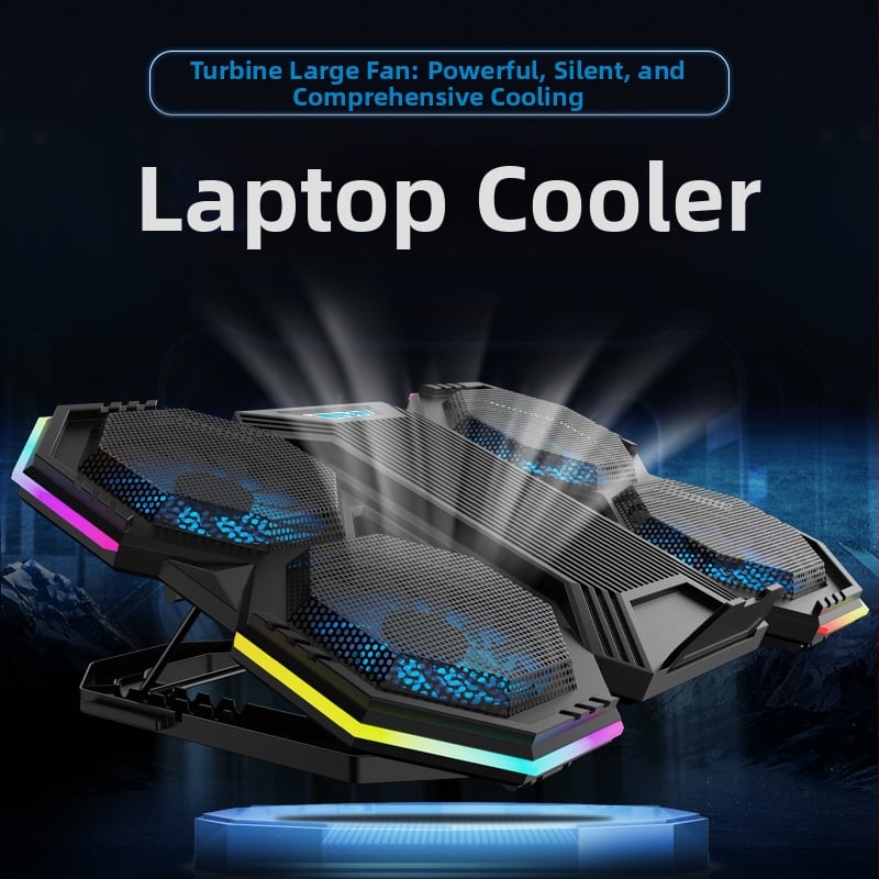 Portatīvo datora dzesētājs – seši ventilatori, gaisa dzesēšana, modelis NCP-079RGB, saderīgs ar klēpjdatoriem/Ultrabook/Playbook, ar telefona turētāju, materiāls: plastmasa + dzelzs režģis
