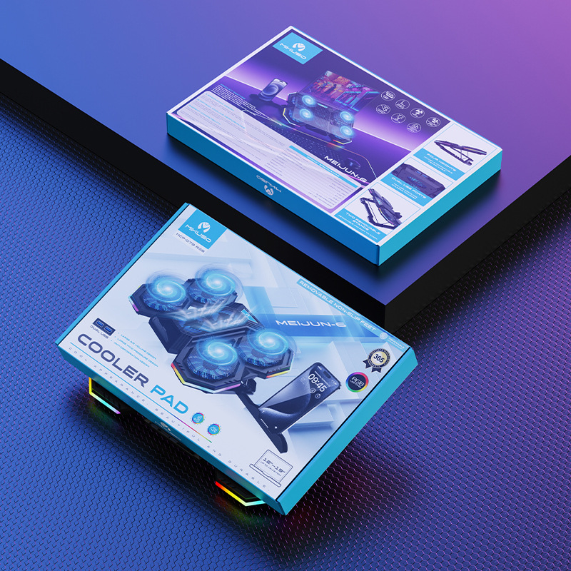 Portatīvo datora dzesētājs – seši ventilatori, gaisa dzesēšana, modelis NCP-079RGB, saderīgs ar klēpjdatoriem/Ultrabook/Playbook, ar telefona turētāju, materiāls: plastmasa + dzelzs režģis