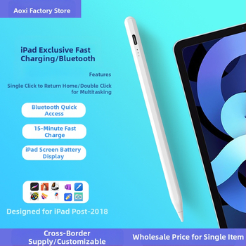 Parsonjie stylus Bluetooth cu încărcare rapidă pentru Apple iPad, carcasă metalică, prindere magnetică, stil IP/touch