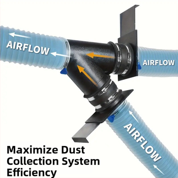 Siurbimo įrenginio adapteris dulkių surinkėjui, su trim kryptimis vožtuvu ir žarnos jungtimi