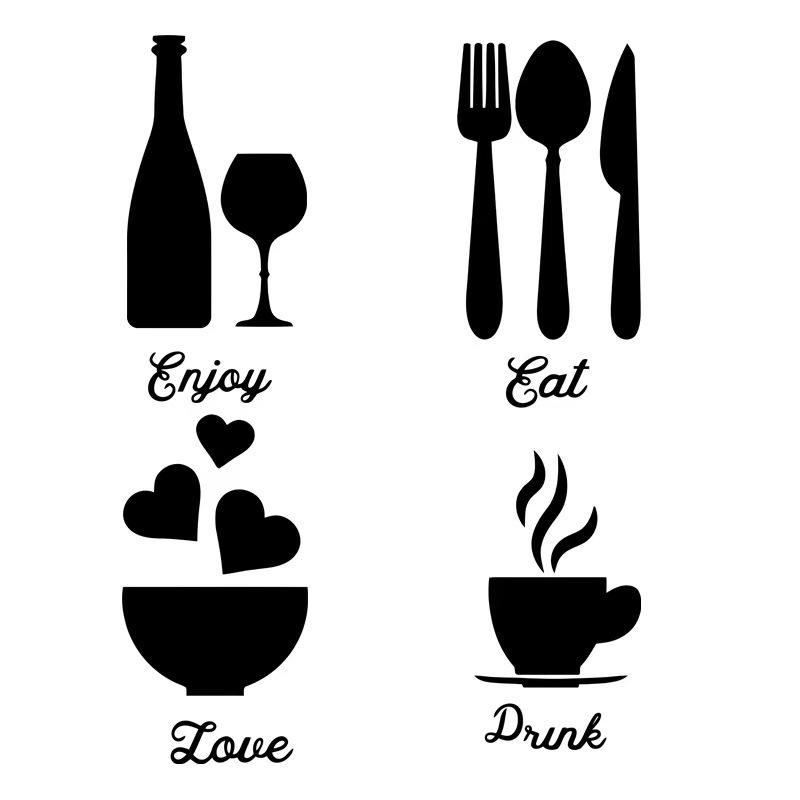 Set plakata s akrilnim ogledalom za kuhinju i restoran – samoljepljiv, jednostavan stil, dekorativno pozadje