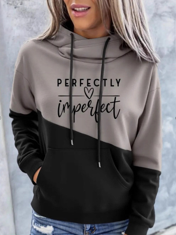 Sieviešu brīvs kapuces džemperis ar garām piedurknēm, digitālais prints, 95% poliesters