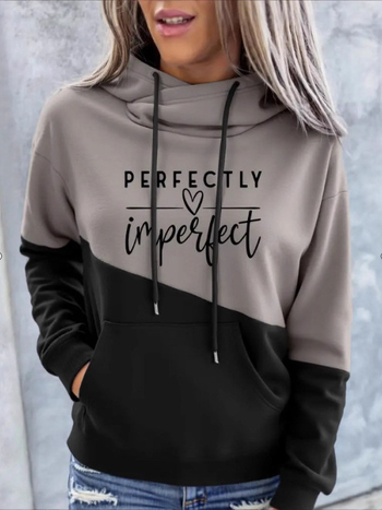 Sieviešu brīvs kapuces džemperis ar garām piedurknēm, digitālais prints, 95% poliesters