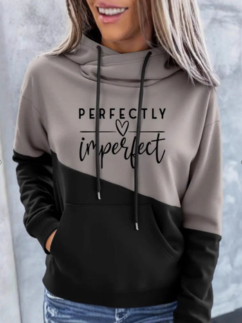 Sieviešu brīvs kapuces džemperis ar garām piedurknēm, digitālais prints, 95% poliesters