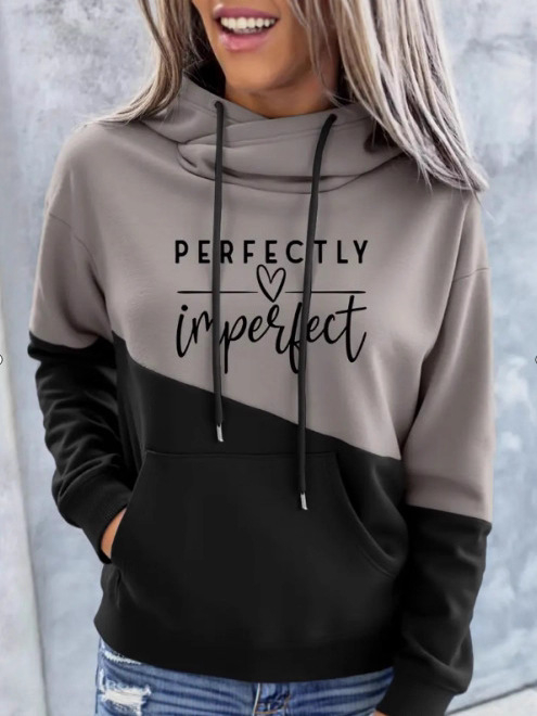 Sieviešu brīvs kapuces džemperis ar garām piedurknēm, digitālais prints, 95% poliesters