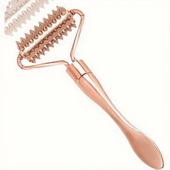 Baton metalic pentru crema de ochi cu micro-roler masaj și linguriță pentru cremă