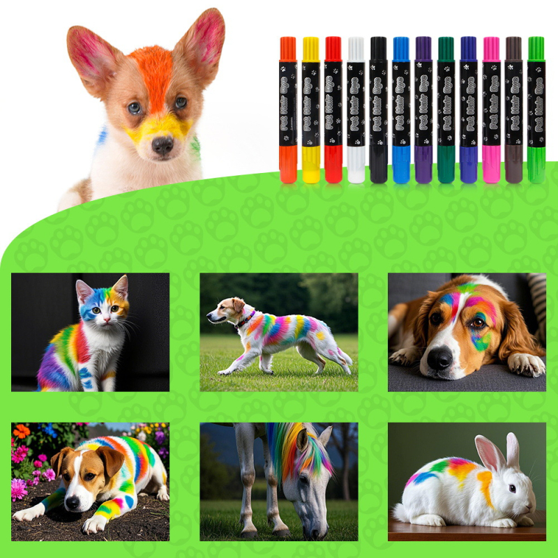 Палка за боядисване на козината на домашни любимци с кръгъл връх, корпус от PP, 5 g, поддръжка на персонализация и печат на лого