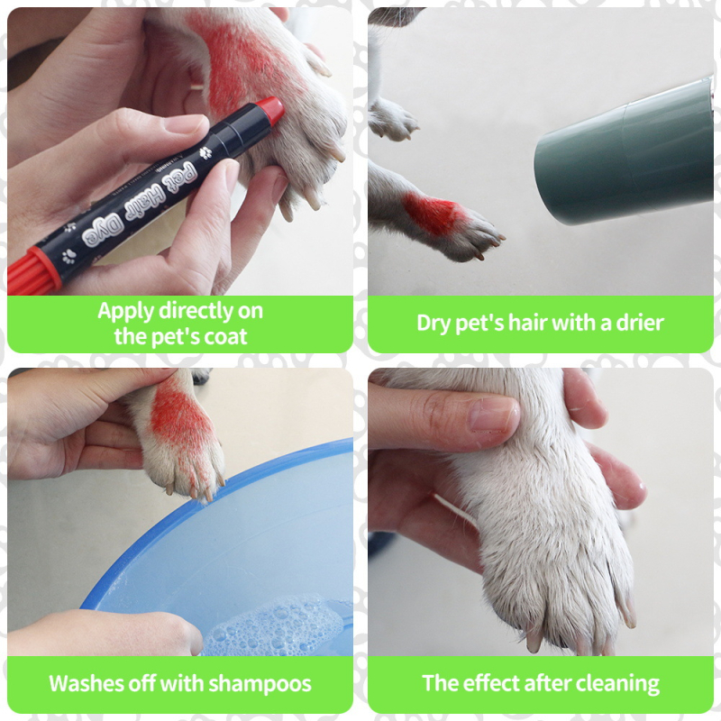 Палка за боядисване на козината на домашни любимци с кръгъл връх, корпус от PP, 5 g, поддръжка на персонализация и печат на лого