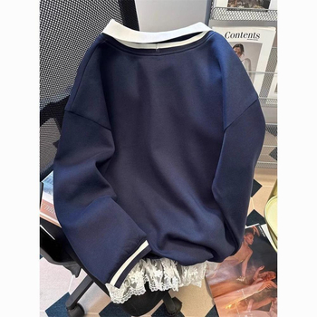 Τοπ με δαντελένιο V-λαιμό και κέντημα, Α-γραμμή, κανονικό μήκος, πολυεστερικό ύφασμα με πλέγμα