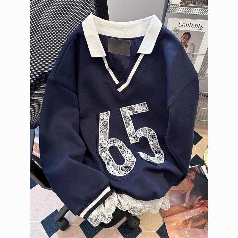 Топ с дантелено V-образно деколте и бродерия, А-линия, редовна дължина, полиестерна мрежа