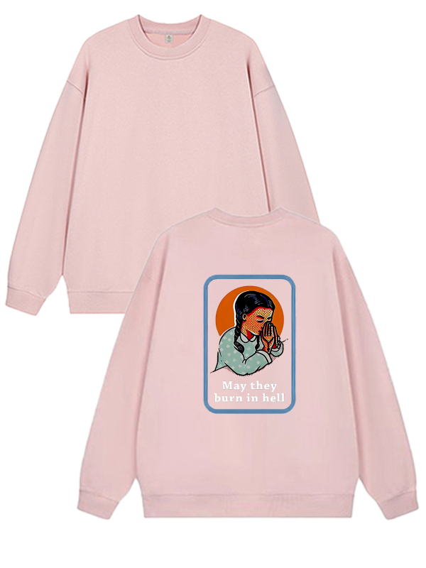 Moterų megztinis su spauda, laisvas kirpimo, apvalus kaklo, ilgomis rankovėmis, vidutinio storio audinys, medvilnei panašus audinys su 95% poliesterio