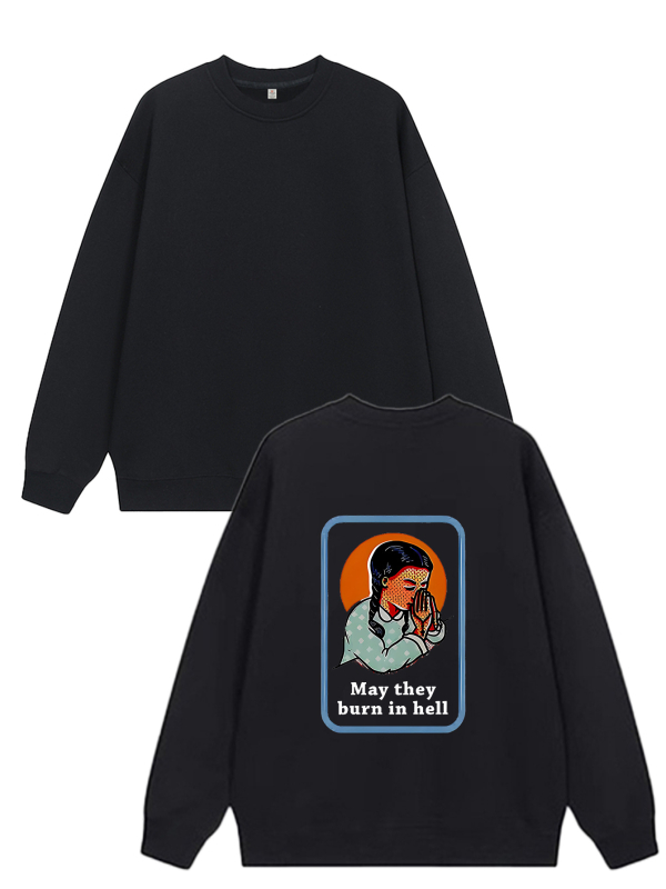 Moterų megztinis su spauda, laisvas kirpimo, apvalus kaklo, ilgomis rankovėmis, vidutinio storio audinys, medvilnei panašus audinys su 95% poliesterio