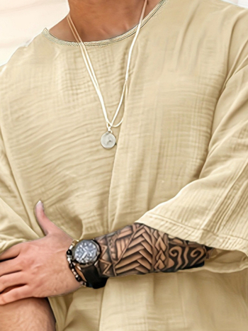 Χαλαρή μπλούζα τύπου T‑shirt με 3/4 μανίκι, στρογγυλή λαιμόκοψη, πολυεστέρας 96%+, καλοκαιρινό casual