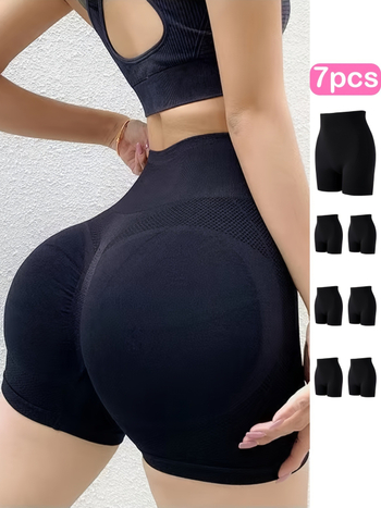 7‑частови безшевни шорти за оформяне на тялото с висока талия, повдигат ханша и стягат корема; Chenille плат със съдържание на спандекс под 30%, Harajuku стил, пролет 2025