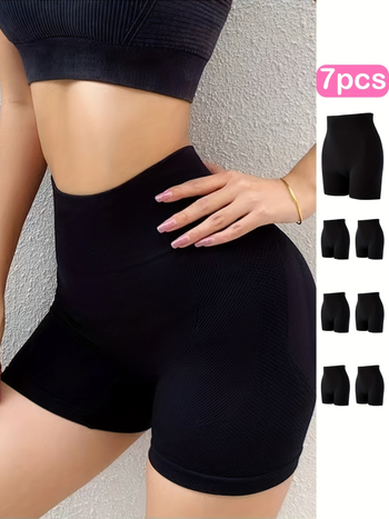 7‑частови безшевни шорти за оформяне на тялото с висока талия, повдигат ханша и стягат корема; Chenille плат със съдържание на спандекс под 30%, Harajuku стил, пролет 2025
