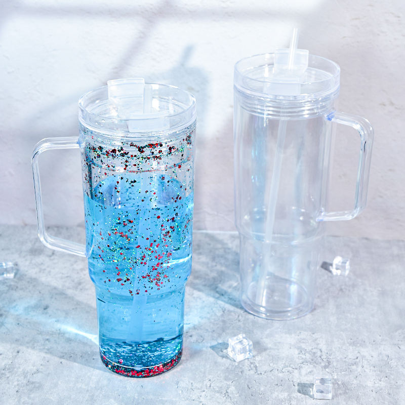 Izolēta krūze 40 oz, dubultās sienas, spīdīgais pulveris, ar salmiņu