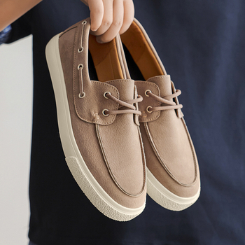 Vyriniai nubuko odiniai loaferiai, slip-on, apvali nosis, žemas kulnas (1–3 cm), kasdieniai, vasariniai, kvėpuojantys, slydimo atsparūs