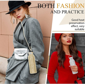 Κύπελλο θερμός με διαμάντια, διπλό τοίχωμα από ανοξείδωτο ατσάλι, με αλυσίδα, εσωτερικό 304, εξωτερικό 201, μόνωση κενού 12–24 ωρών, φορητό με λαβή και κορδόνι μεταφοράς, δυνατότητα χαρακτικής με λέιζερ.