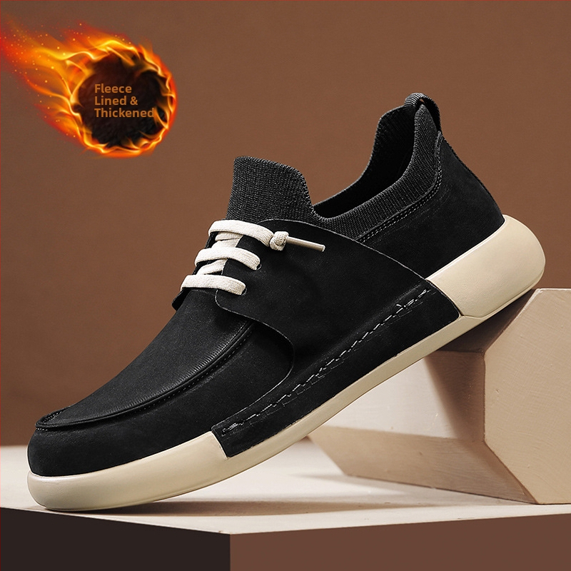 Férfi házicipők plüss béléssel, felső rész szintetikus bőrből, PVC talp, vastagított bélés, téli 2025