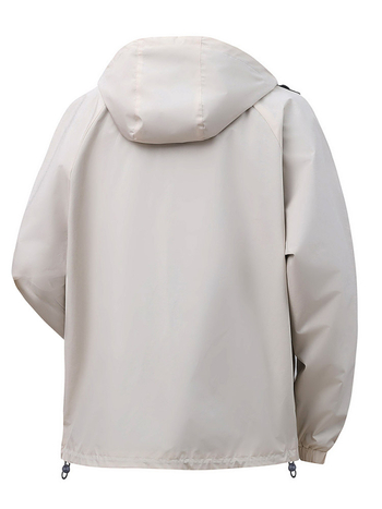 Vyrinė striukė japonų darbo drabužių stiliuje, gaubtas, užtrauktukas, poliesteris