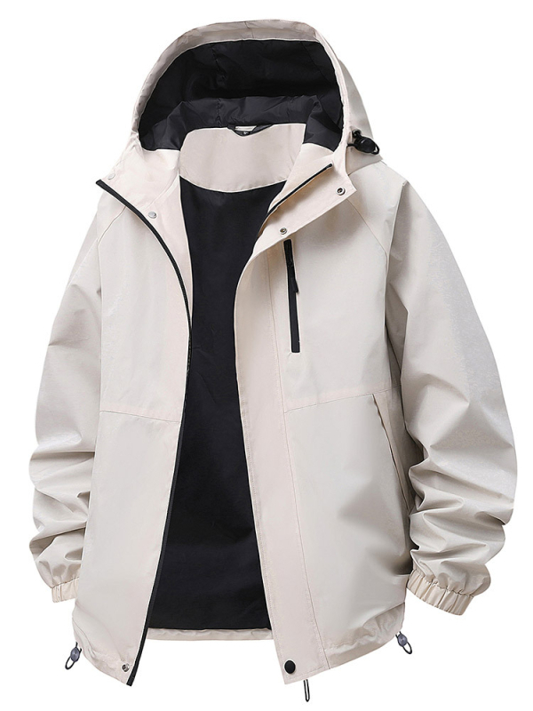 Vyrinė striukė japonų darbo drabužių stiliuje, gaubtas, užtrauktukas, poliesteris