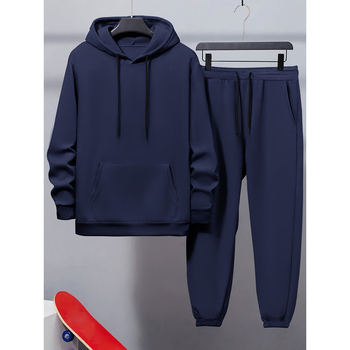 Muški hoodie s kapuljom i flis podstavom — Yoga Fitness, poliester, šifra jd601102193130113, zima 2025