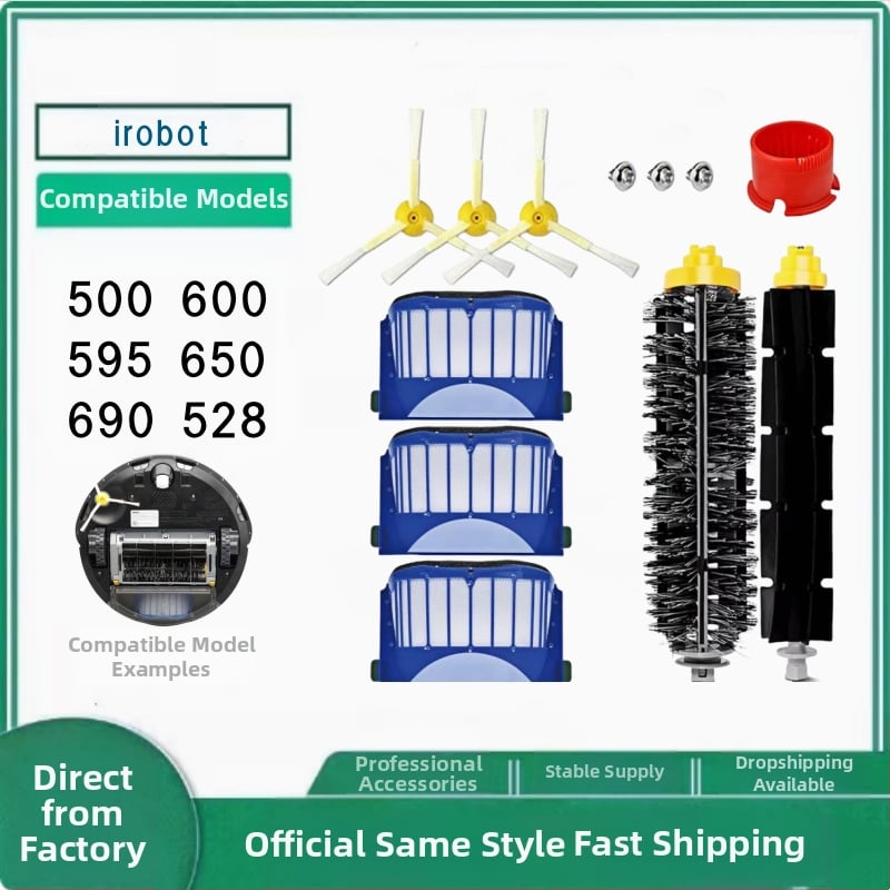 iRobot 500/600 robota putekļsūcēja piederumi: filtrs, sānu birste, rullīšu birste, modelis 054
