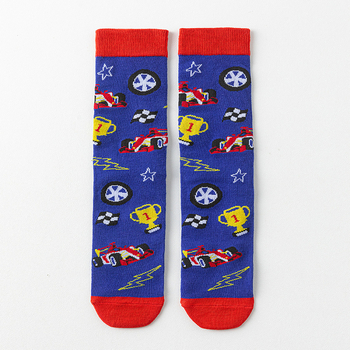 Κάλτσες με σχέδιο anime καρτούν – \'I\'m Watching F1\', μεσαίου μήκους, απορροφητικό ύφασμα, πολυεστερική μίξη 90–95%, ύφανση με ένα νήμα