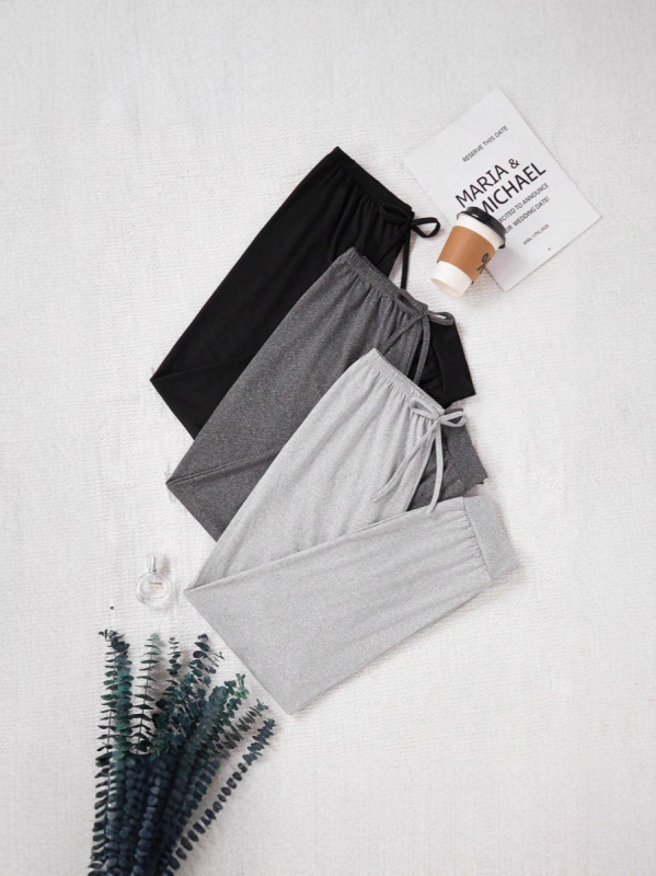 Set feminin în trei culori: pantaloni cropped cu talie elastică, croi tapered, confortabili, casual (Poliester 95%+, Spandex, No-Iron, Vara 2025)